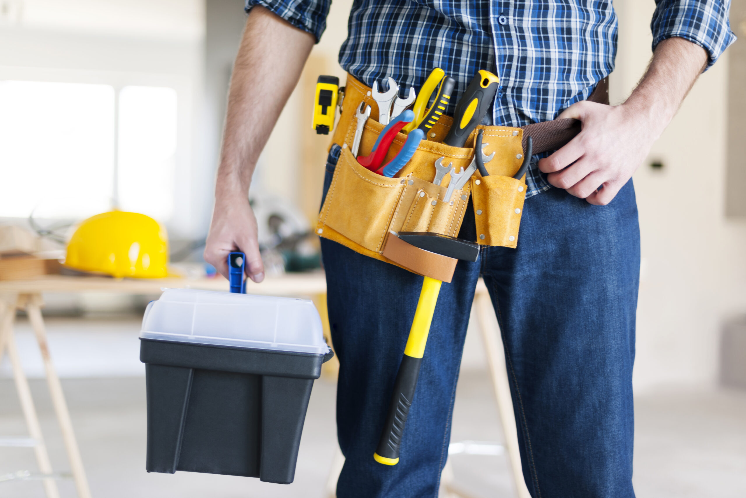 Part of male construction worker Part of male construction worker